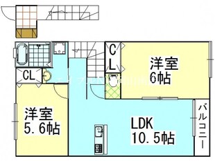 西川原駅 徒歩23分 2階の物件間取画像